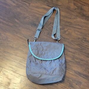 Thirty One Gray Quilted Shoulder Bag Converts To Backpack